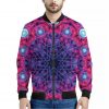 Purple And Blue Light Mandala Print Bomber Jacket