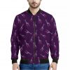 Purple And Teal Giraffe Pattern Print Bomber Jacket