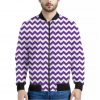 Purple And White Chevron Pattern Print Bomber Jacket