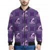 Purple Aquarius Zodiac Pattern Print Bomber Jacket