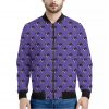Purple Boston Terrier Pattern Print Bomber Jacket
