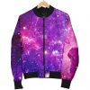 Purple Bursting Galaxy Space Print Bomber Jacket