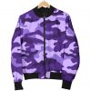 Purple Camouflage Print Bomber Jacket