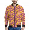 Purple Cheese And Holes Pattern Print Bomber Jacket