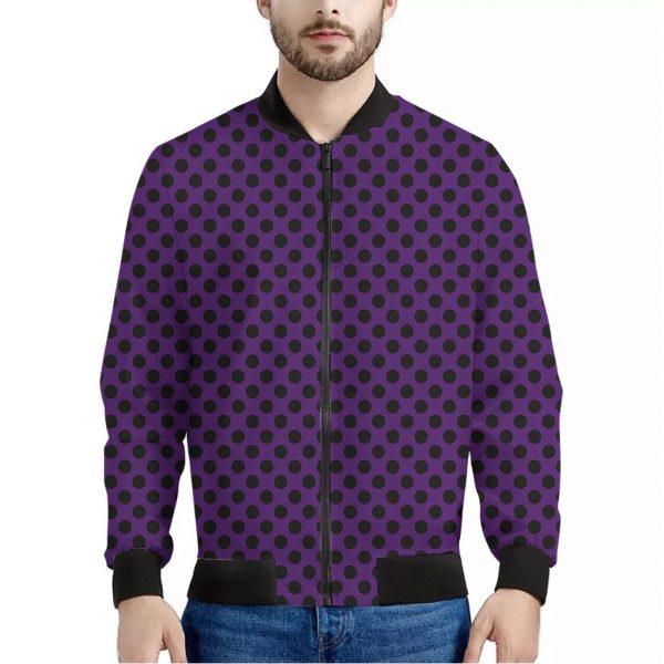 Purple Halloween Pattern Print Bomber Jacket