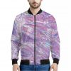 Purple Holographic Print Bomber Jacket