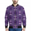 Purple Libra Zodiac Pattern Print Bomber Jacket
