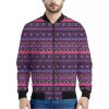 Purple Native Tribal Pattern Print Bomber Jacket