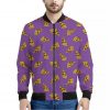 Purple Pizza Pattern Print Bomber Jacket