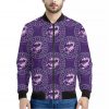 Purple Scorpio Zodiac Pattern Print Bomber Jacket