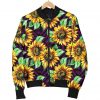Purple Trippy Sunflower Pattern Print Bomber Jacket