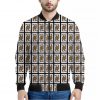 Queen Of Clubs Playing Card Pattern Print Bomber Jacket