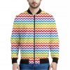 Rainbow Chevron Pattern Print Bomber Jacket