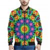 Rainbow Kaleidoscope Print Bomber Jacket