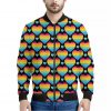 Rainbow LGBT Pride Heart Pattern Print Bomber Jacket