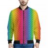 Rainbow Mermaid Scale Pattern Print Bomber Jacket