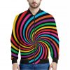 Rainbow Psychedelic Swirl Print Bomber Jacket