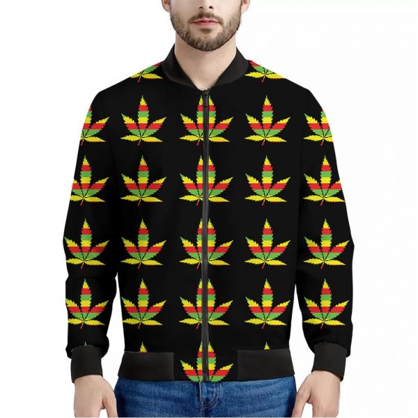 Rasta Flag Pattern Print Bomber Jacket