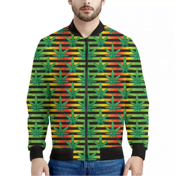 Rasta Striped Pattern Print Bomber Jacket