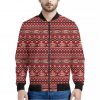Red African Tribal Pattern Print Bomber Jacket