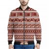 Red And Beige Southwestern Pattern Print Bomber Jacket