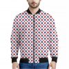 Red And Blue American Star Pattern Print Bomber Jacket