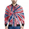 Red And Blue Spider Tie Dye Print Bomber Jacket