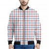 Red And Blue Tattersall Pattern Print Bomber Jacket