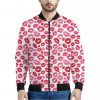 Red And Pink Lips Pattern Print Bomber Jacket