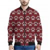 Red And White Paw Knitted Pattern Print Bomber Jacket