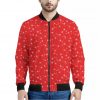 Red And White Snowflake Pattern Print Bomber Jacket