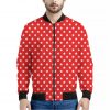 Red And White Star Pattern Print Bomber Jacket