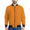 Red And Yellow Checkered Pattern Print Bomber Jacket