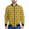 Red Apple Fruit Pattern Print Bomber Jacket