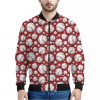 Red Baseball Pattern Print Bomber Jacket