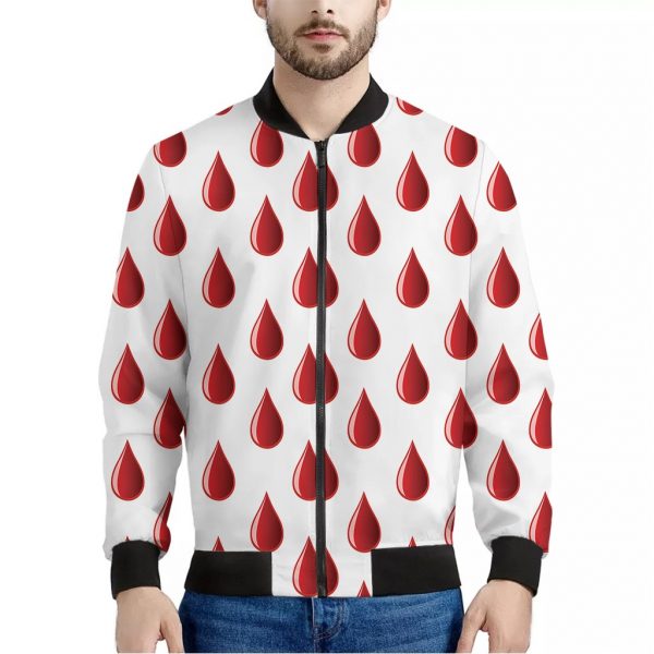 Red Blood Drop Pattern Print Bomber Jacket