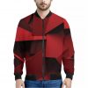 Red Geometric Print Bomber Jacket