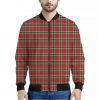 Red Green And White Tartan Pattern Print Bomber Jacket