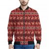Red Indian Elephant Pattern Print Bomber Jacket