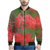 Red Japanese Amaryllis Print Bomber Jacket