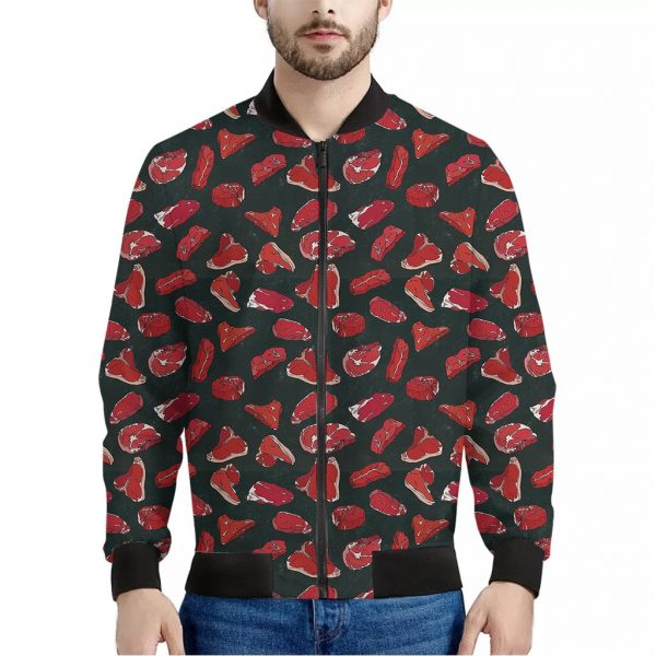 Red Meat Pattern Print Bomber Jacket