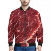 Red Meat Texture Print Bomber Jacket