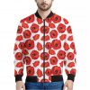 Red Poppy Pattern Print Bomber Jacket