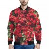 Red Rose Flower Print Bomber Jacket