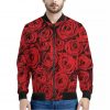 Red Rose Print Bomber Jacket