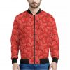 Red Strawberry Pattern Print Bomber Jacket
