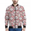 Red Striped Baseball Pattern Print Bomber Jacket