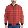 Red Tattersall Pattern Print Bomber Jacket