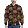 Red Tiger Tattoo Pattern Print Bomber Jacket