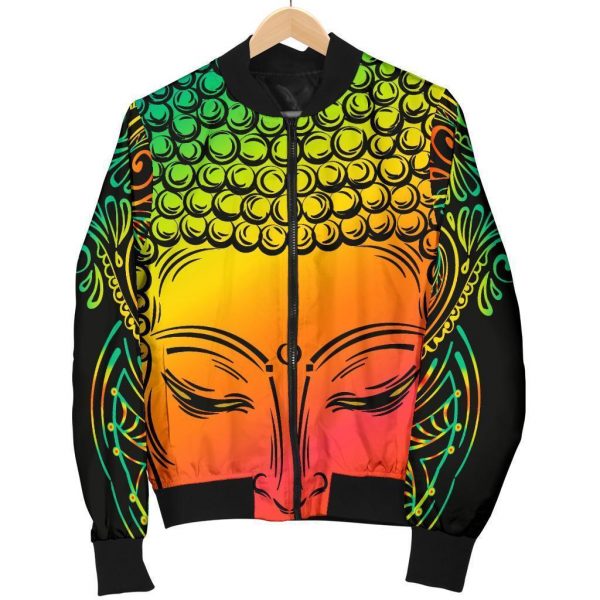Reggae Buddha Print Bomber Jacket